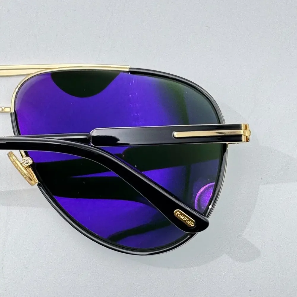 Tom Ford Sunglasses Rupert-02 TF1340 01N Black Aviator Frame Green Lens 63mm New